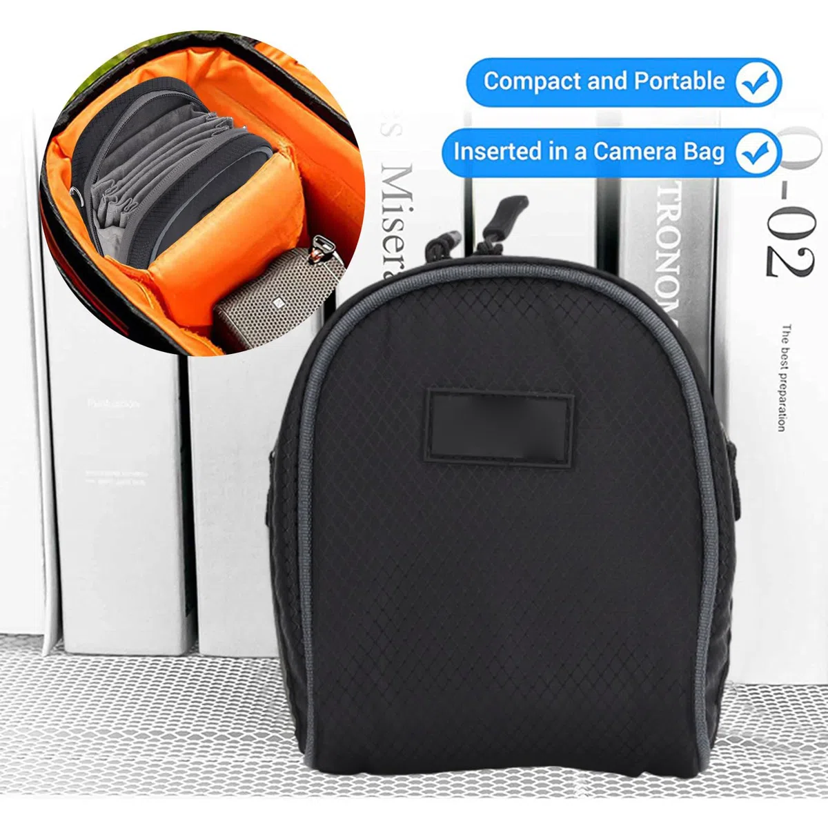 BORDSTRACT Kamera-Filtertasche, 8-Fächer-Fotografie-Filterhaltertasche mit Gürtelschlaufe und Schultergurt, Wasserabweisende und staubdichte Objektivfiltertasche für Filter bis zu 95 mm