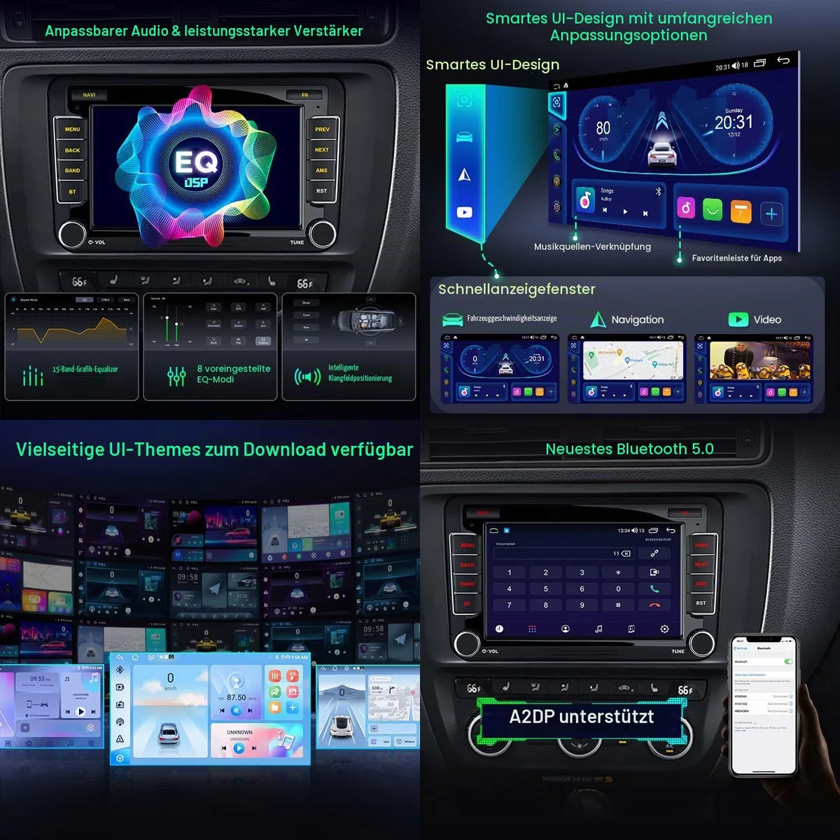 XTRONS 7 Zoll 4+64GB Android Autoradio für VW T5 Golf 5 6 Passat B7 Polo