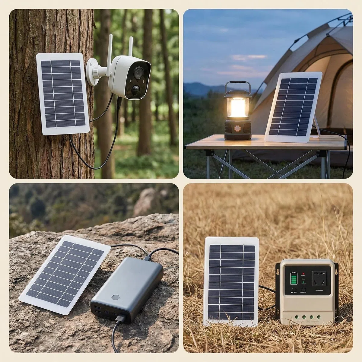 2W 5V Solarpanel mit USB Anschluss, Tragbares Solar Ladegerät für Handy Powerbank Outdoor, IP65 Wasserdichtes USB Solarpanel für Camping Wandern Reisen Notstrom Solar Charger