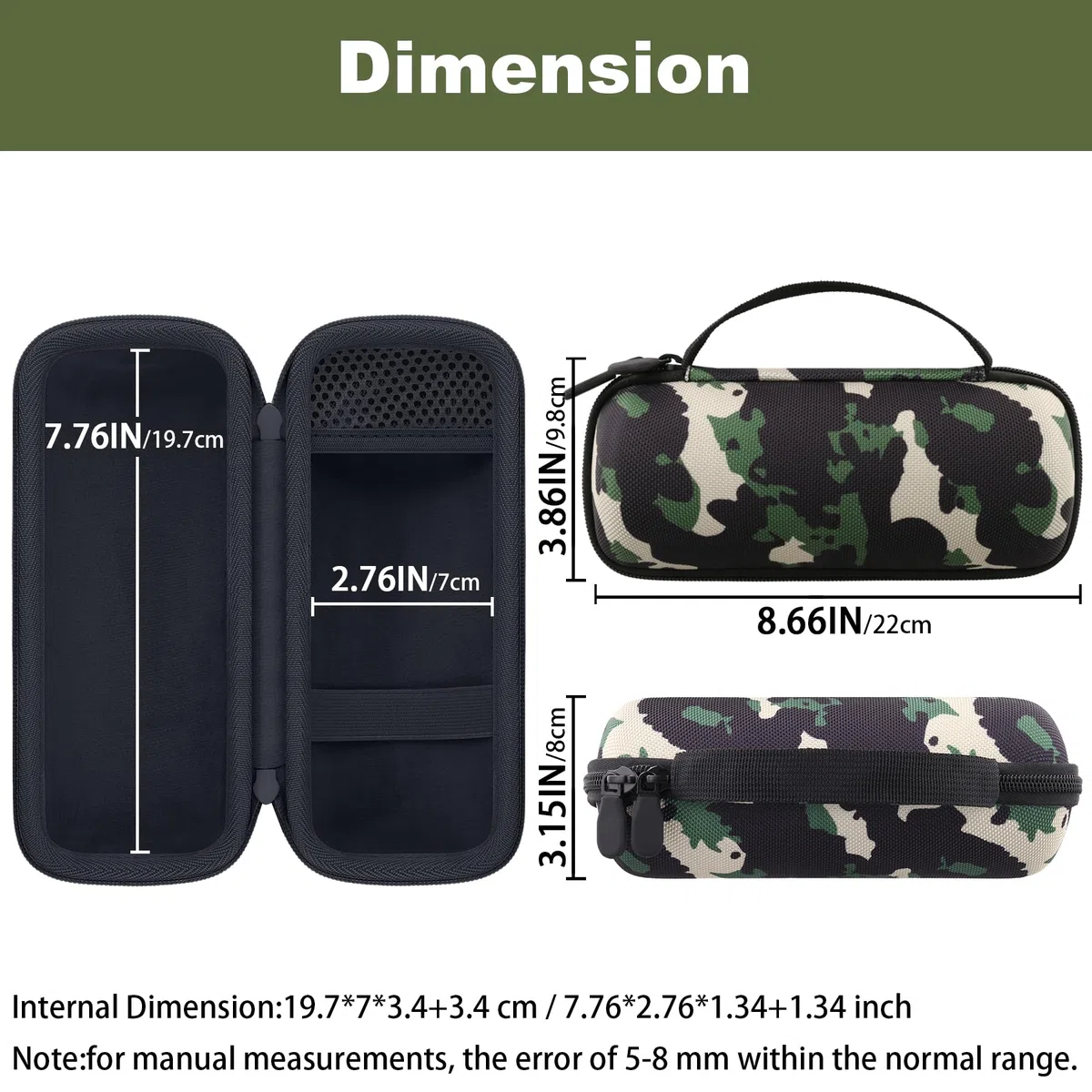 Khanka für JBL Grip Bluetooth-Lautsprecher Hartschale, Reise-Tragetasche Aufbewahrungshülle für JBL Grip Kompakt-Bluetooth-Lautsprecher mit Karabiner, Nur Hülle (Camouflage)