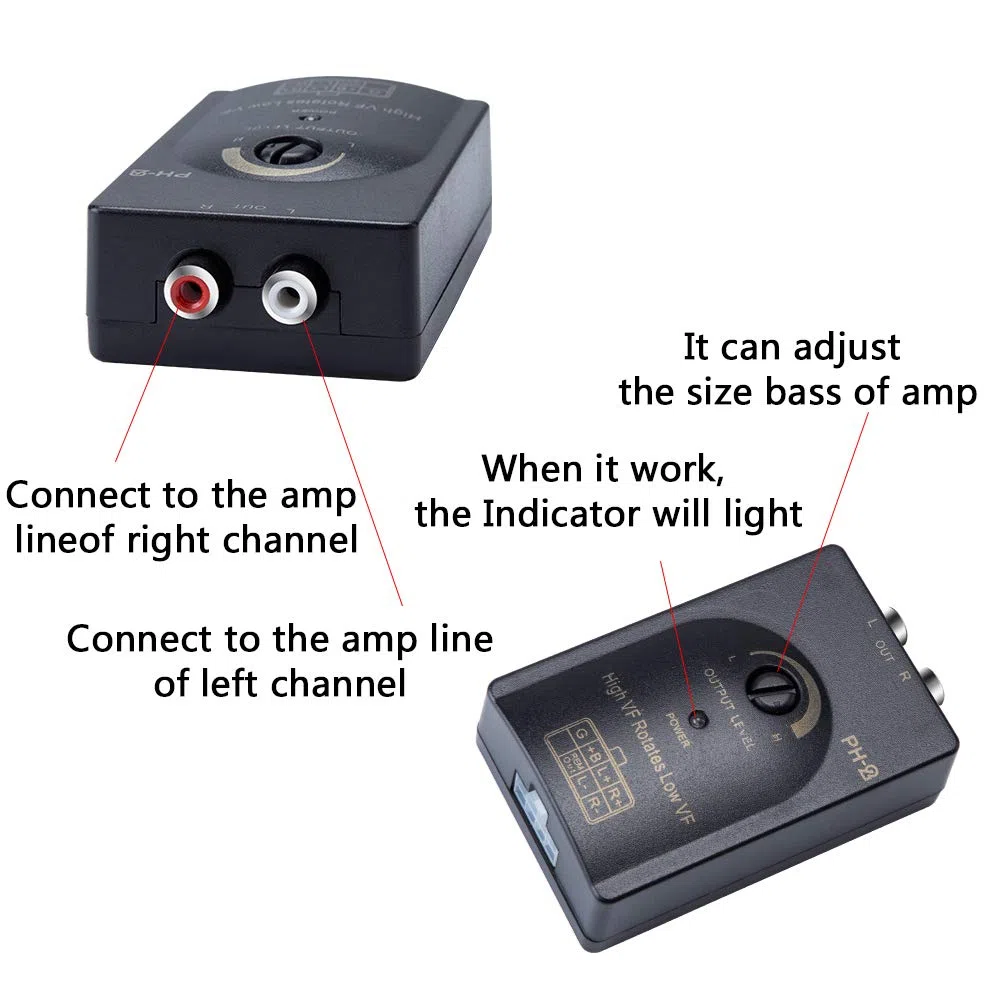 Mr.Ho High Low Adapter Signalwandler für Autoradio Konvertiert Lautsprecher High-Low-Level-Converter Hochpegel-Signale in das Cinch-Format
