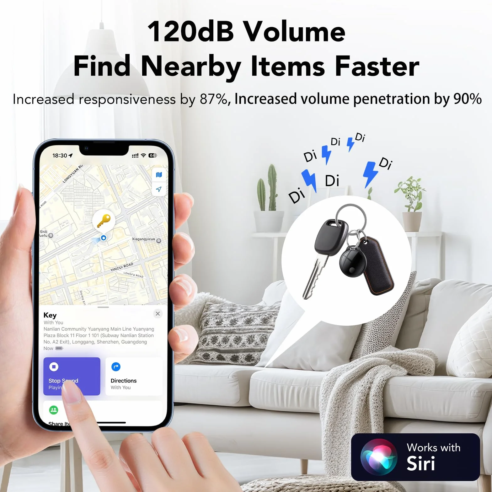 Smart Tracker Tag 4er Pack, Schlüssel Finder Kompatibel mit Apple Find My APP (nur iOS), IP68 wasserdicht, Austauschbarer Akku, Bluetooth Key Finder für Gepäck/Taschen/Koffer/Brieftasche