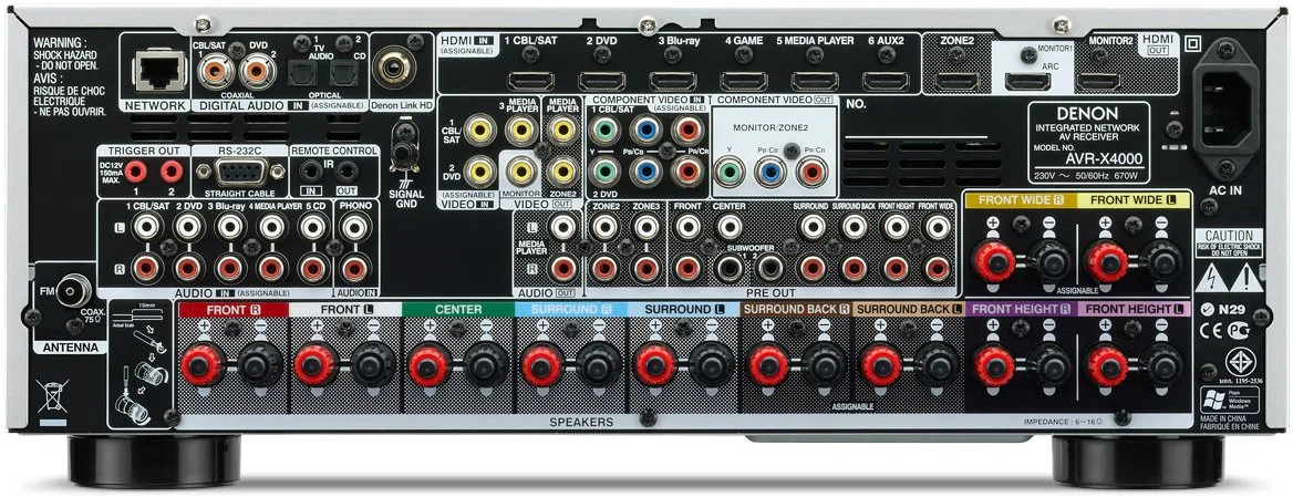 Denon AVR-X4000 SP 7.2 Surround Netzwerk AV-Receiver (Internetradio, 4k-Video, AirPlay, 3X HDMI, DLNA, HD-Audio, 200 Watt) Silber
