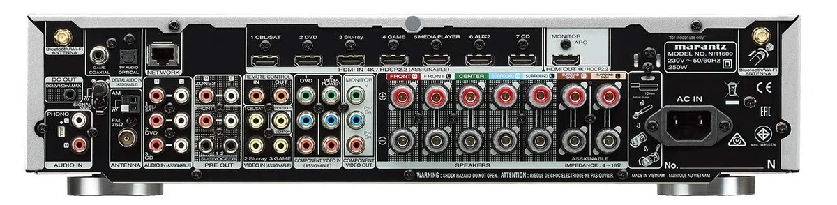 Marantz NR1609 Der kompakte NR1609 7.2-Kanal AV-Receiver mit HEOS Silber