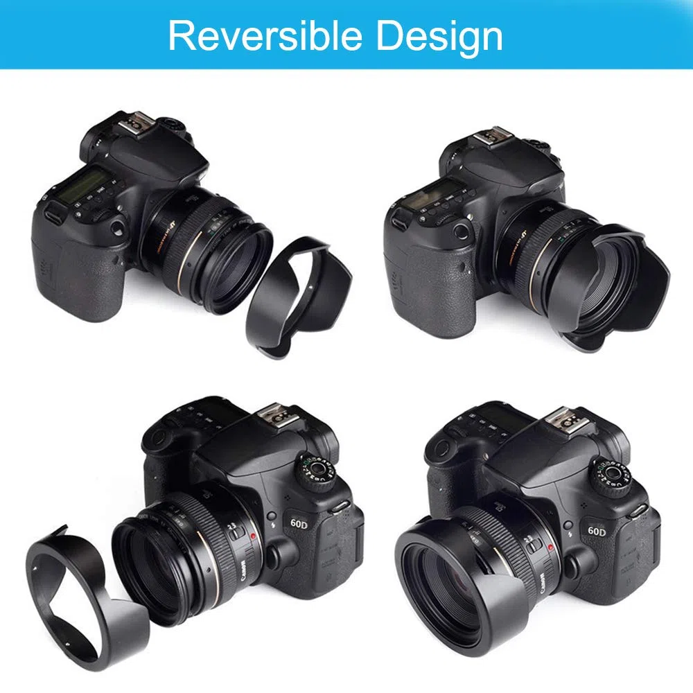67mm Gegenlichtblenden Set, Zusammenklappbare Gummi Gegenlichtblenden + Reversibel Streulichtblende + Objektivdeckel