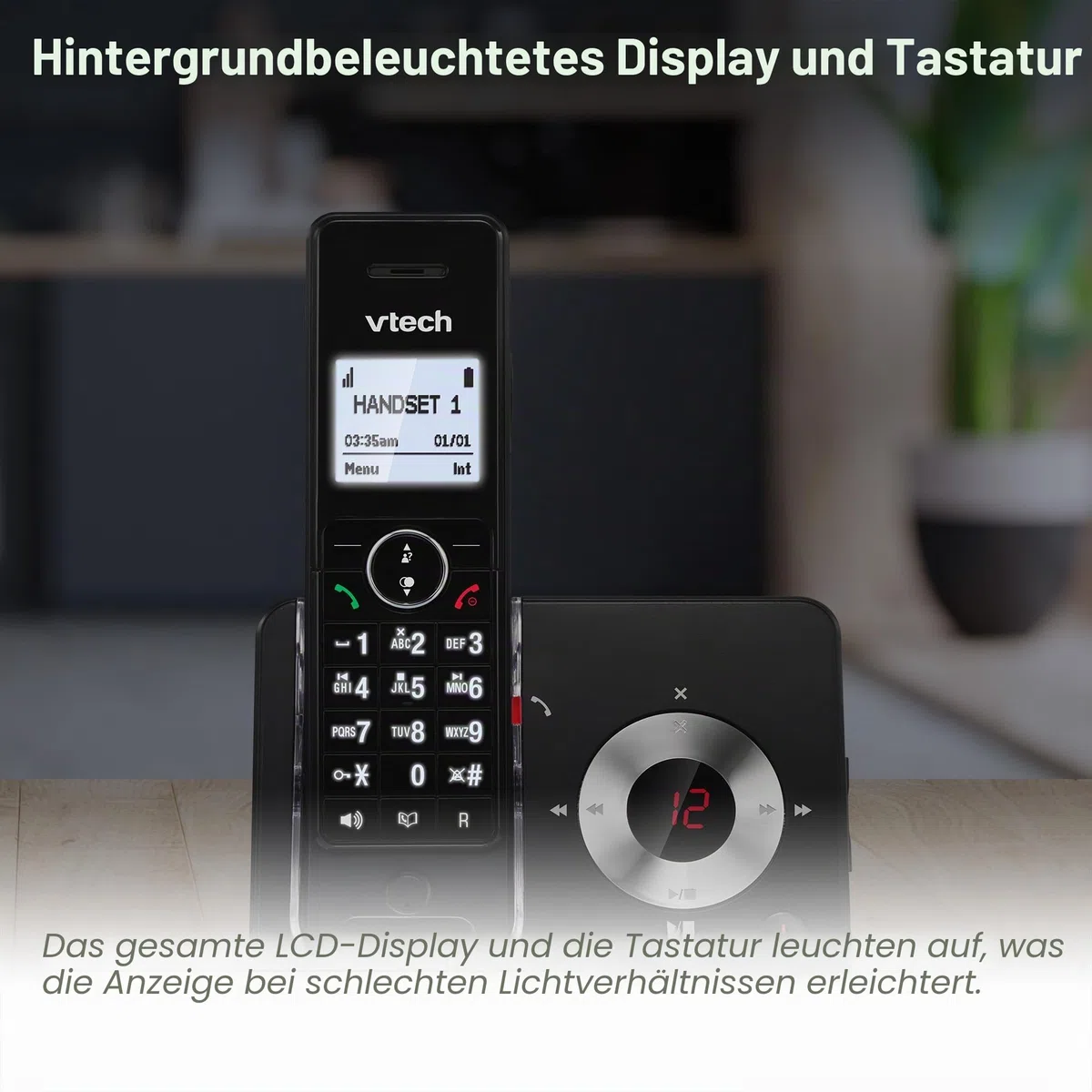 VTech MS3050 Schnurloses Festnetztelefon DECT mit Anrufsperre, Anrufbeantworter, Anrufer-Identifikation/Anruf ausstehend, Lautstärkeregler, Freisprecheinrichtung, schnelle Nummerierung
