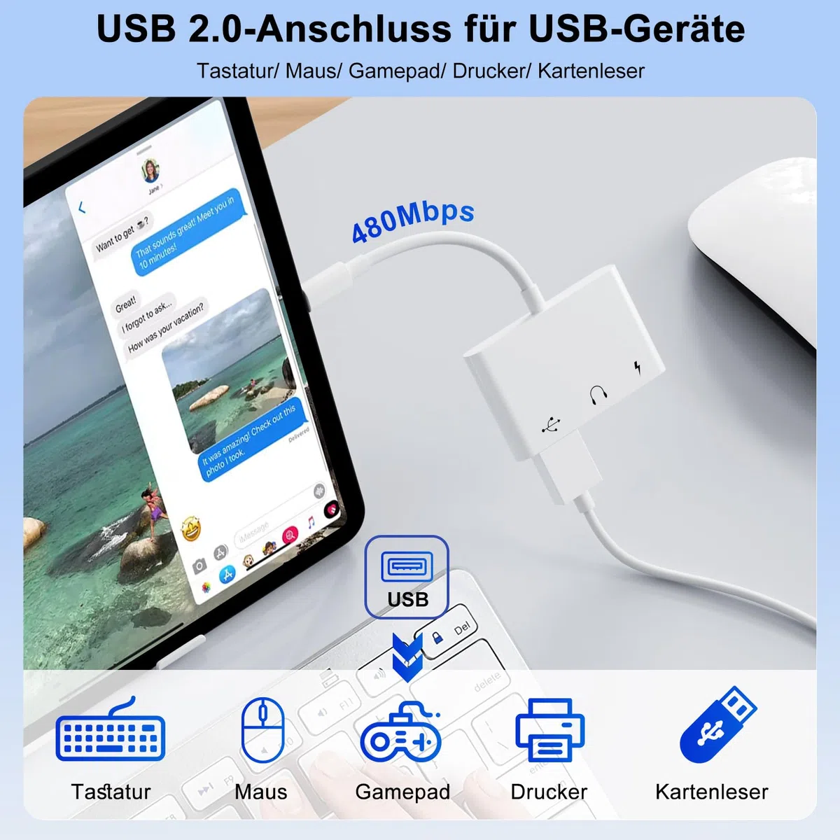 【3 in 1】 Adapter USB C auf USB 3,5 Klinke Kopfhörer mit 60W Ladegerät OTG Adapter, Aux Kabel USBC für iPhone 17/16/15, Samsung Galaxy S25/S24/S23/A56 i-Pad Pro Air Laptops und andere Typ-C-Geräte