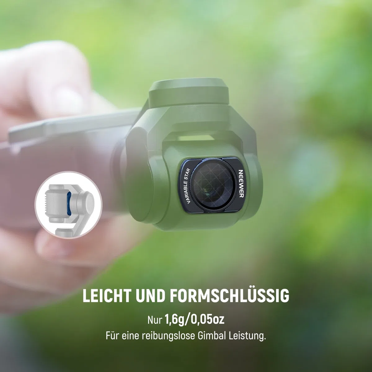 NEEWER Verstellbarer Sternfilter (4/8 zackig), kompatibel mit DJI Osmo Pocket 3 / Pocket 4 / Xtra Muse, magnetischer HD Gimbal Kameraobjektivfilter + Displayschutzfolie, FL-C38