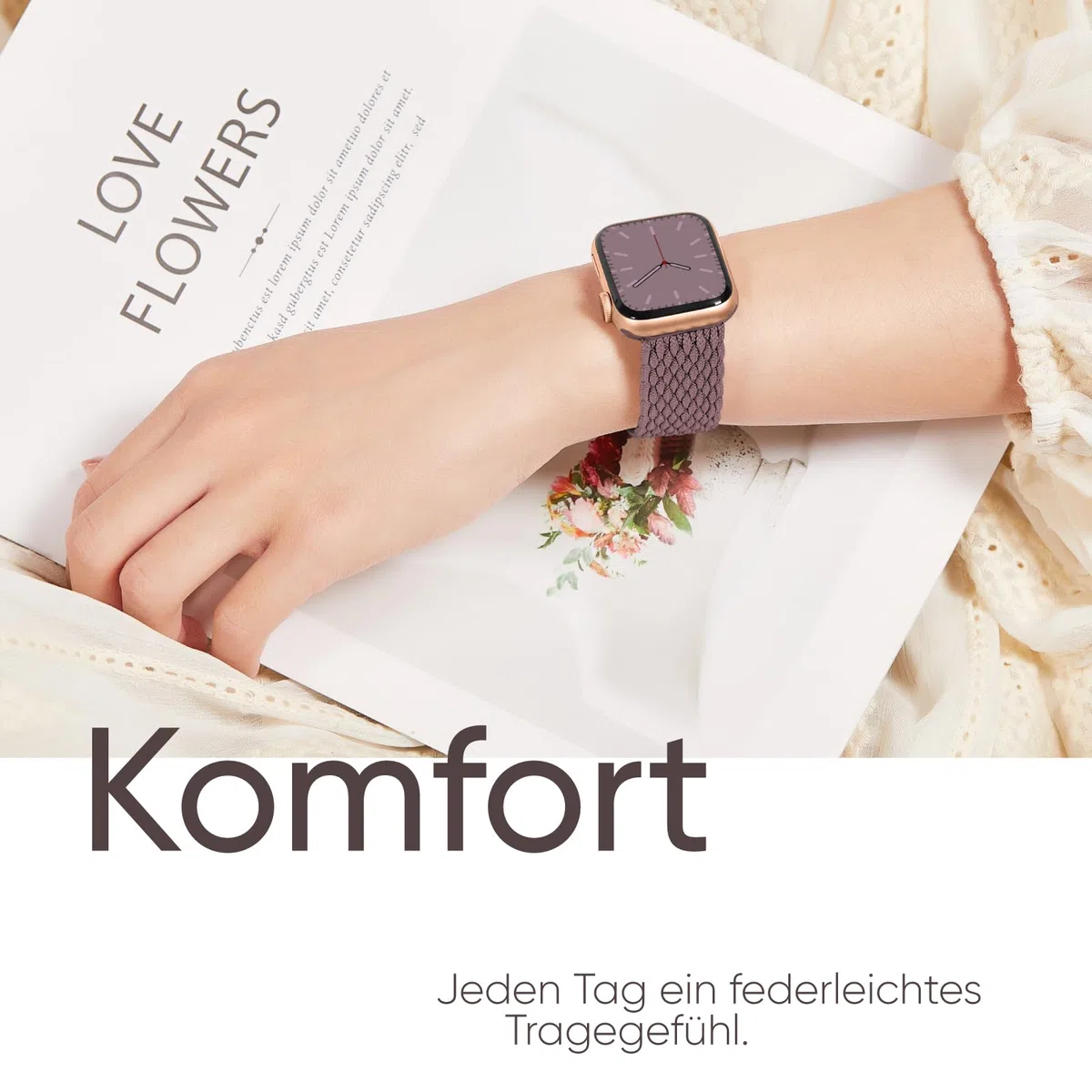 8 Stück Geflochtenes Armband Kompatibel mit Apple Watch 38mm 40mm 41mm 42mm 44mm 45mm 46mm, Elastisches Nylon Stoff Band für Apple Watch 11 10 9 SE 8 7 6 5 4 3 2 1