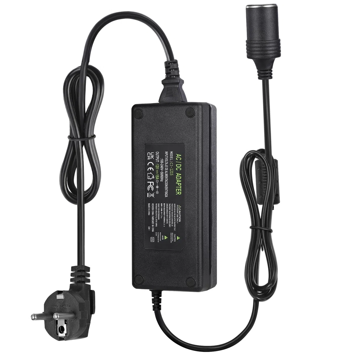 12V 15A KFZ Netzadapter,AC zu DC Spannungswandler 240V Auf 12V, 15A 180W Wechselrichter Adapter mit Zigarettenanzünder Buchse,KFZ-Netzteil Adapter für