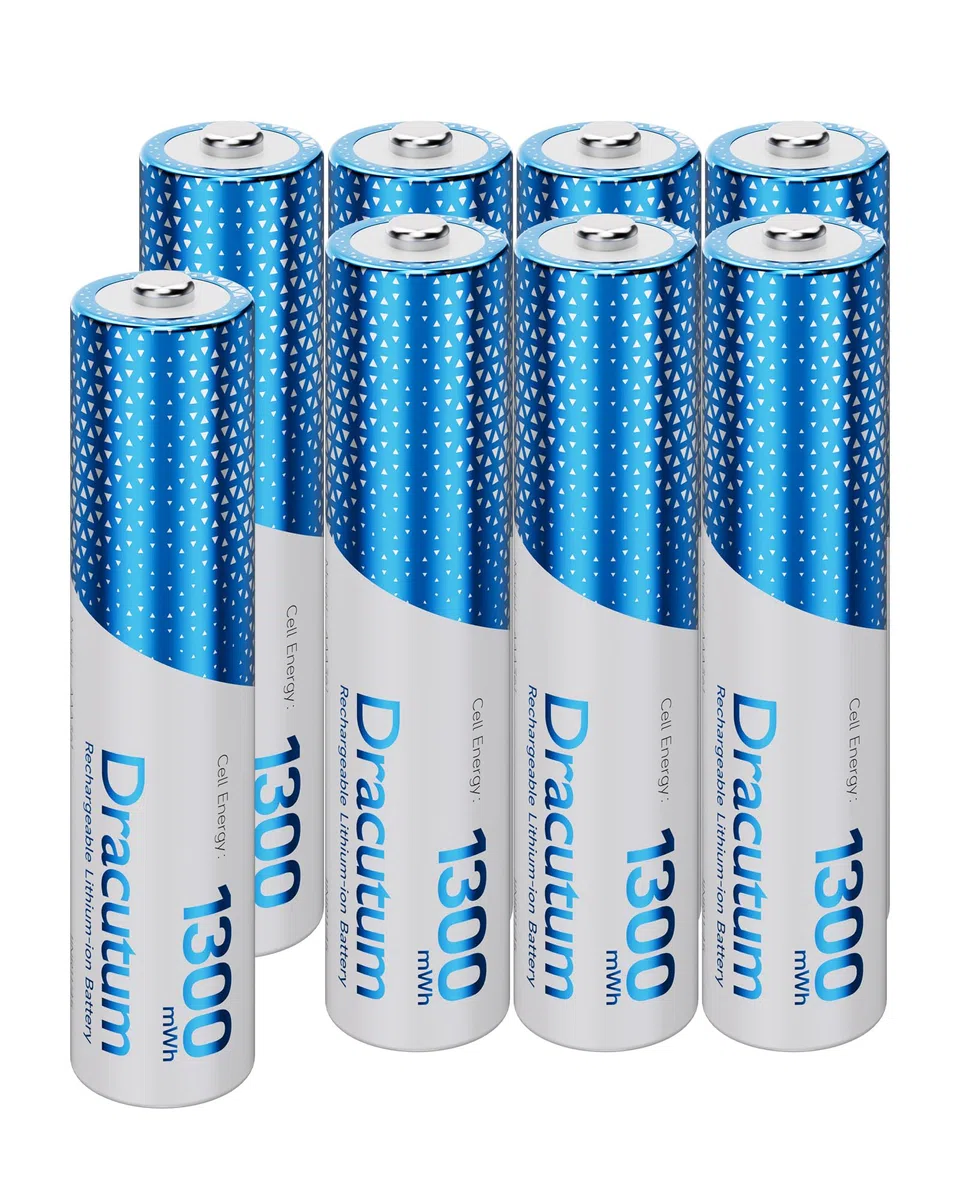 1.5V wiederaufladbare AAA Lithium Akkus 8 Stück, 1300mWh Lithium wiederaufladbare langlebige Trip A Lithium Ionen Batterien