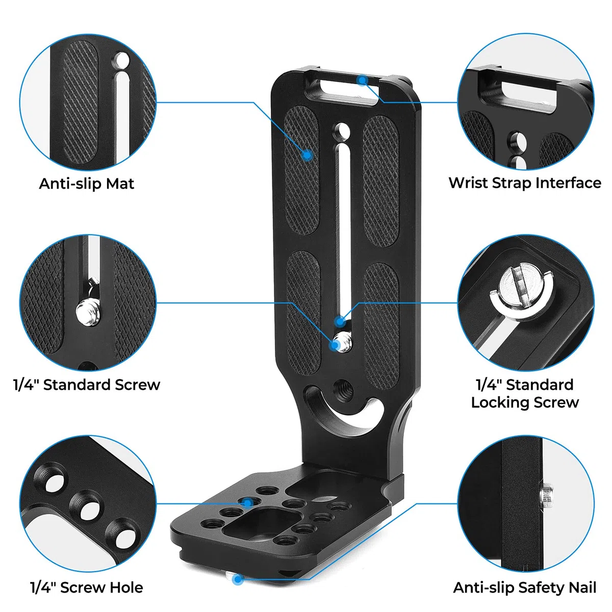 CAMOLO Quick Release L-Halterung Arca Swiss,DSLR Kamerahalterung L-Bracket Vertikale mit Schnellwechselplatte, 1/4 Zoll Schraube Arca Swiss für Manfrotto DJI Zhiyun Canon Nikon Sony Spiegellose Kamera