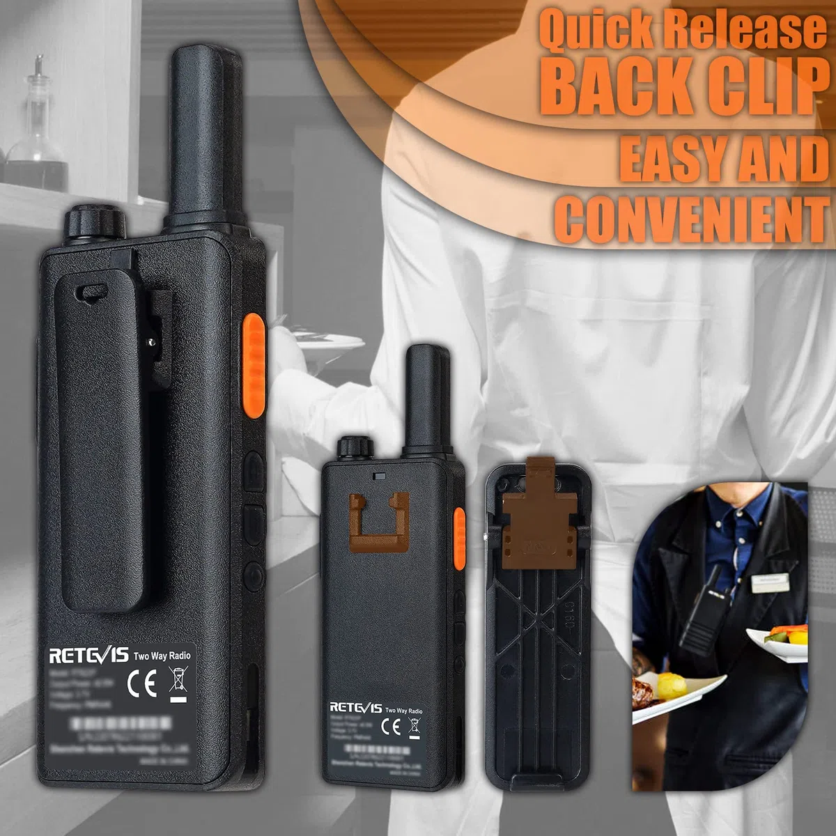 Retevis RT622P Funkgerät Set, Profi Walkie Talkie Wiederaufladbar 1620mAh USB-C, PMR446 VOX, Notfallalarm, Tragbares Funkgerät für Erwachsene Hotel, Sicherheit (10 Stück, Schwarz)