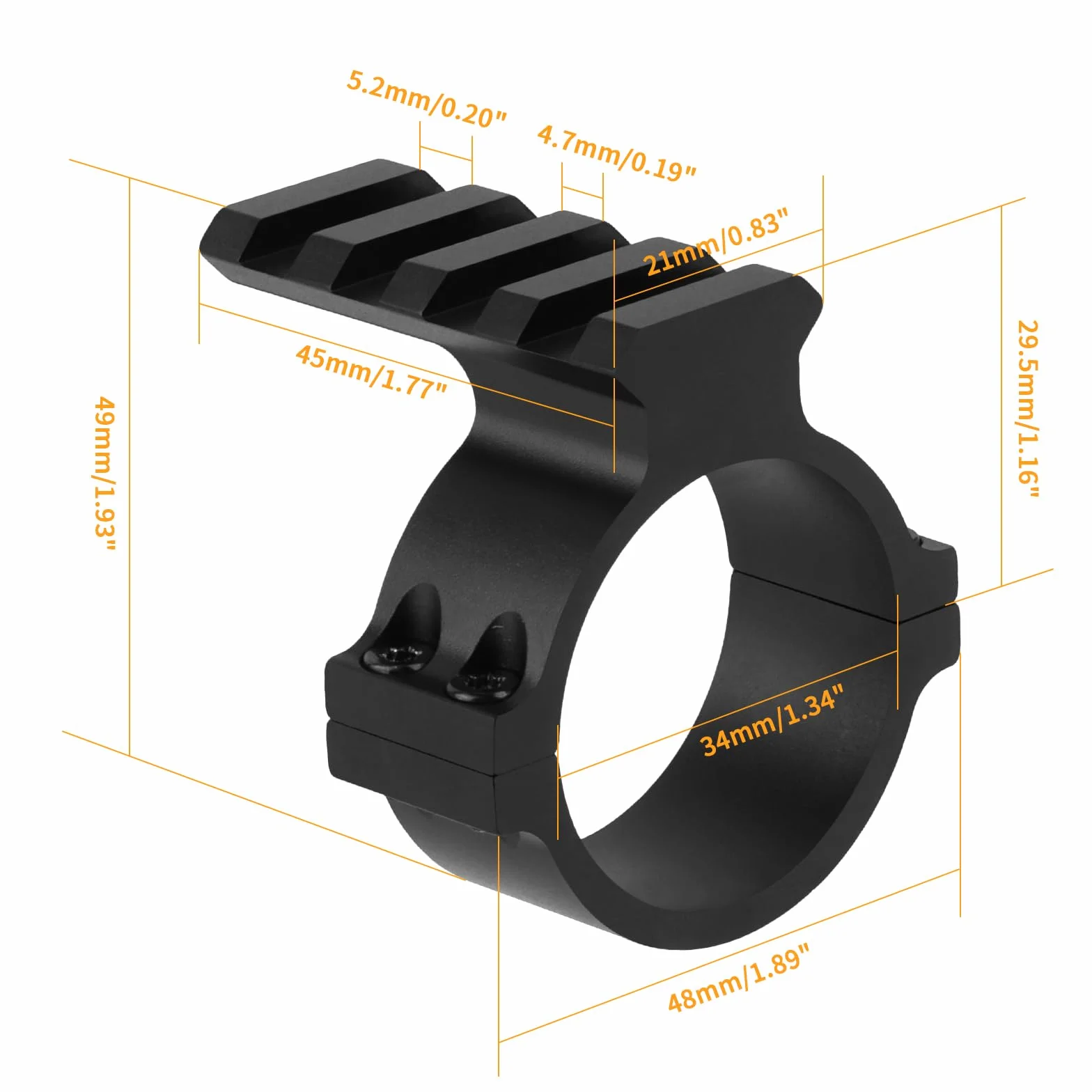 Zielfernrohr-Montageringe Taktischer 34-mm-Picatinny-Schienen-Zielfernrohr-Adapterring Aluminium für alle Standardzubehörteile von Weaver/Picatinny 1913