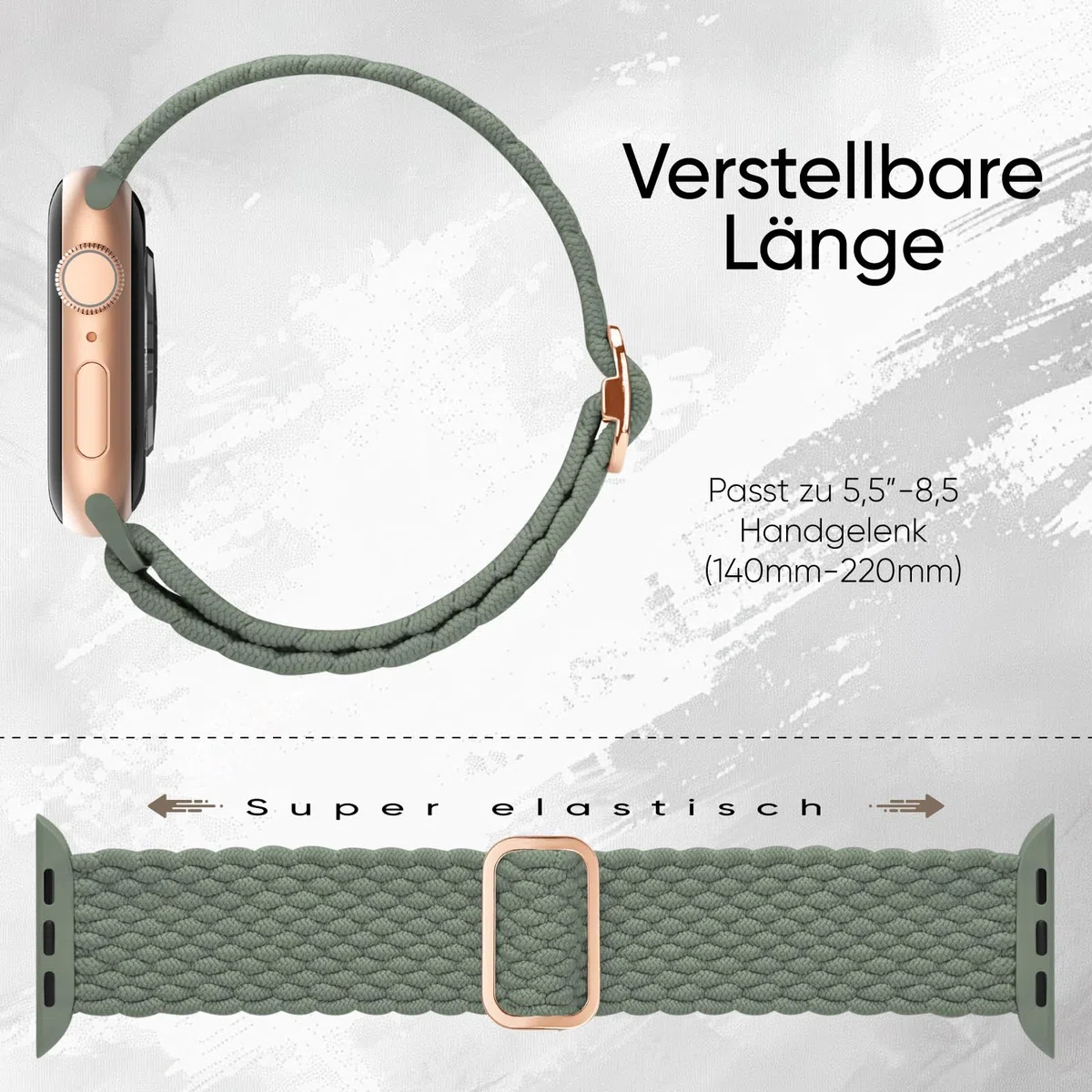 8 Stück Geflochtenes Armband Kompatibel mit Apple Watch 38mm 40mm 41mm 42mm 44mm 45mm 46mm, Elastisches Nylon Stoff Band für Apple Watch 11 10 9 SE 8 7 6 5 4 3 2 1