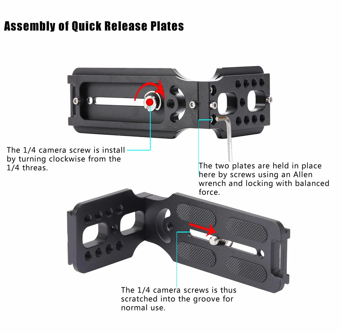 Quick Release L-Bracket Vertikale,L-Halterung mit Schnellwechselplatte 1/4 Zoll Schraube DSLR-Kamera L-Halterung Kompatibel mit Canon Nikon Sony DJI Osmo Ronin Zhiyun