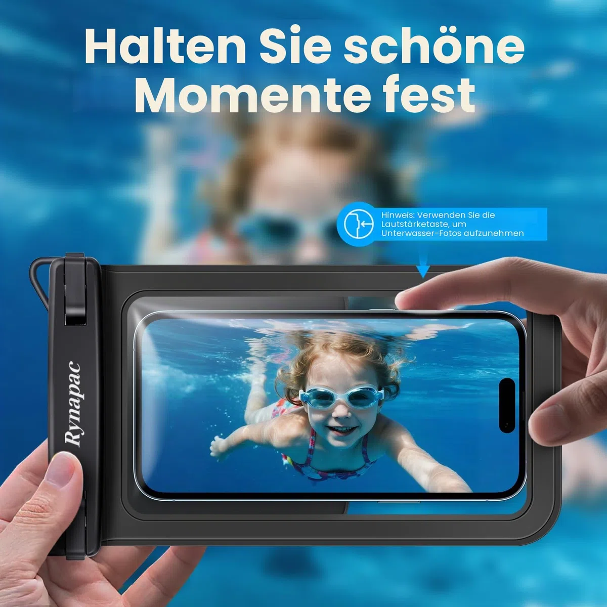 Rynapac 2 Stück wasserdichte Handyhülle [Doppelte Taschen], IPX8 Wasserfeste Handytasche für Schwimmen, Unterwasser Handyhülle für iPhone 17 16 15 14 Pro Max, Samsung S26 S25 S24 bis zu 7,5 Zoll