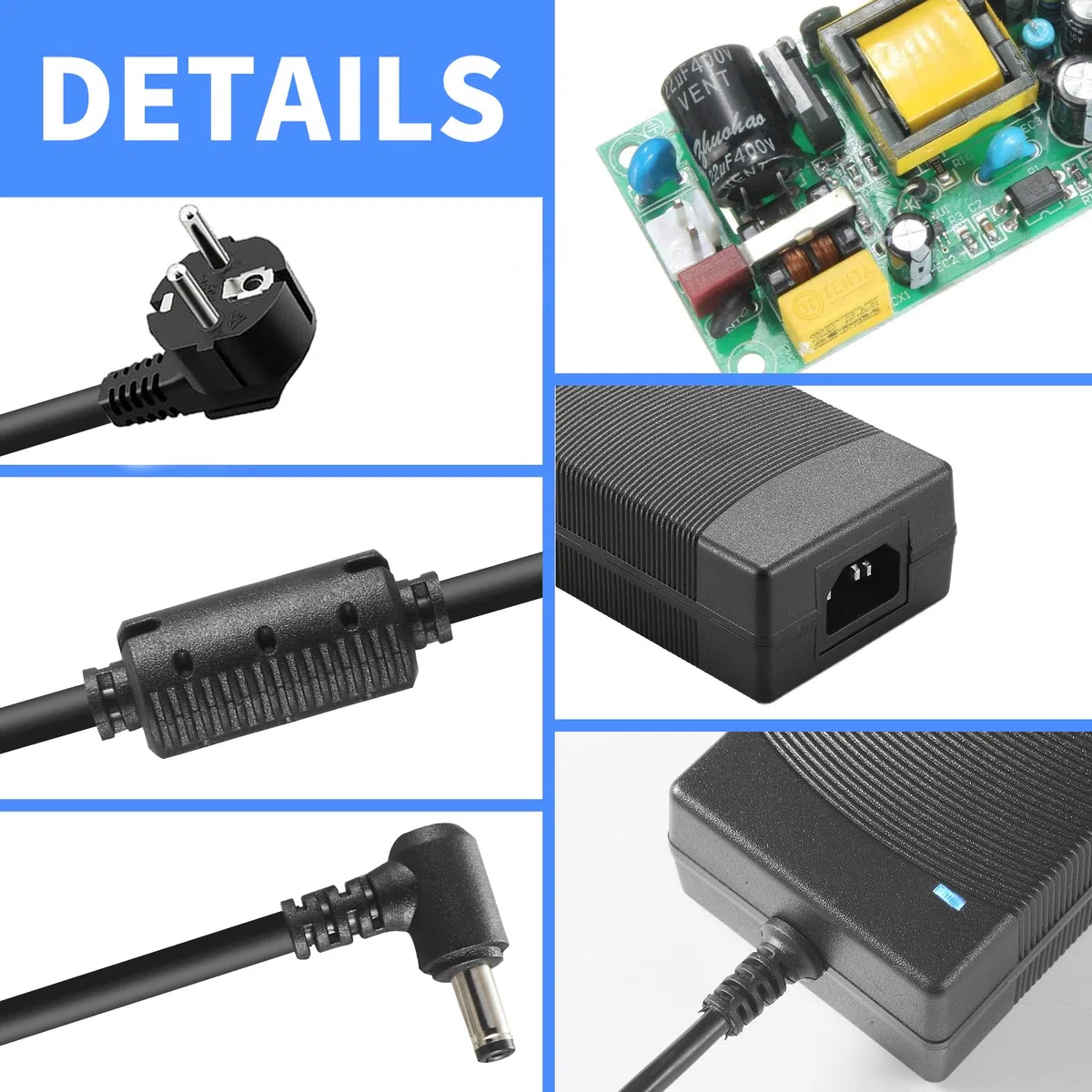 12V 10A Netzteil Adapter, AC 100-240V bis DC 12V 10A 120W Spannungswandler Netzadapter Konverter LED Trafo Transformator Stromversorgung 5,5 mm x 2,5/2,1 mm Stecker für LED Streifen CCTV-Kamera