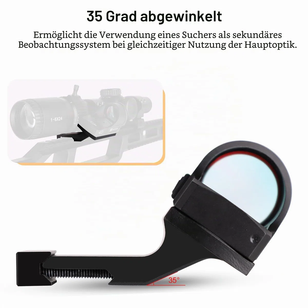 RMR 35 Grad Gewinkelt Offset Mount Platte, Sucher RMR Mount Adapter Basis passt 21mm Schiene, Universal Optik Platte mit 2 Schrauben & T10 Schraubenschlüssel für Outdoor Sport