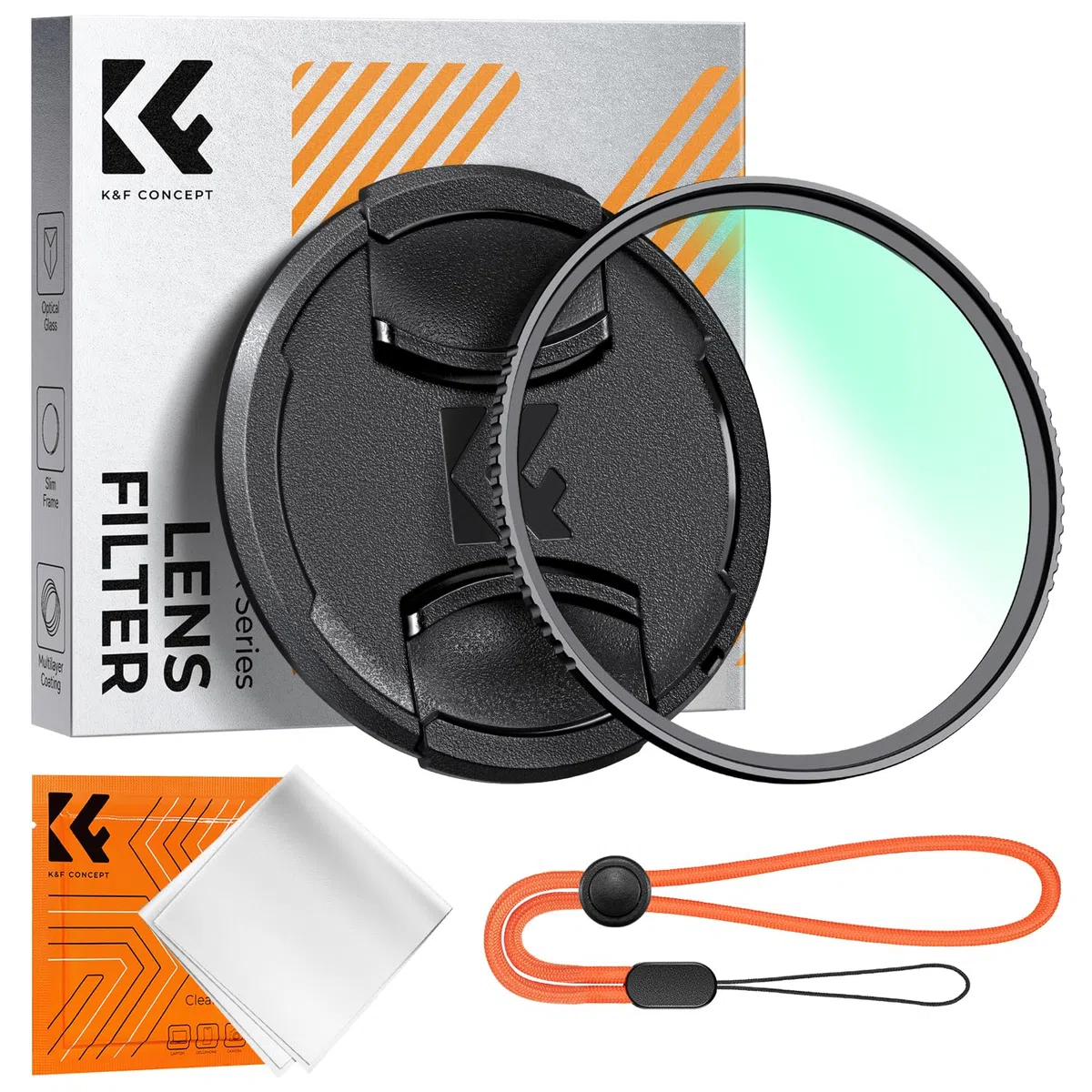K&F CONCEPT UV Filter 55mm mit Objektivdeckel,Reinigungstuch,Schutzfilter mit 18 Schichten Nanobeschichtungen (Nano Klear)