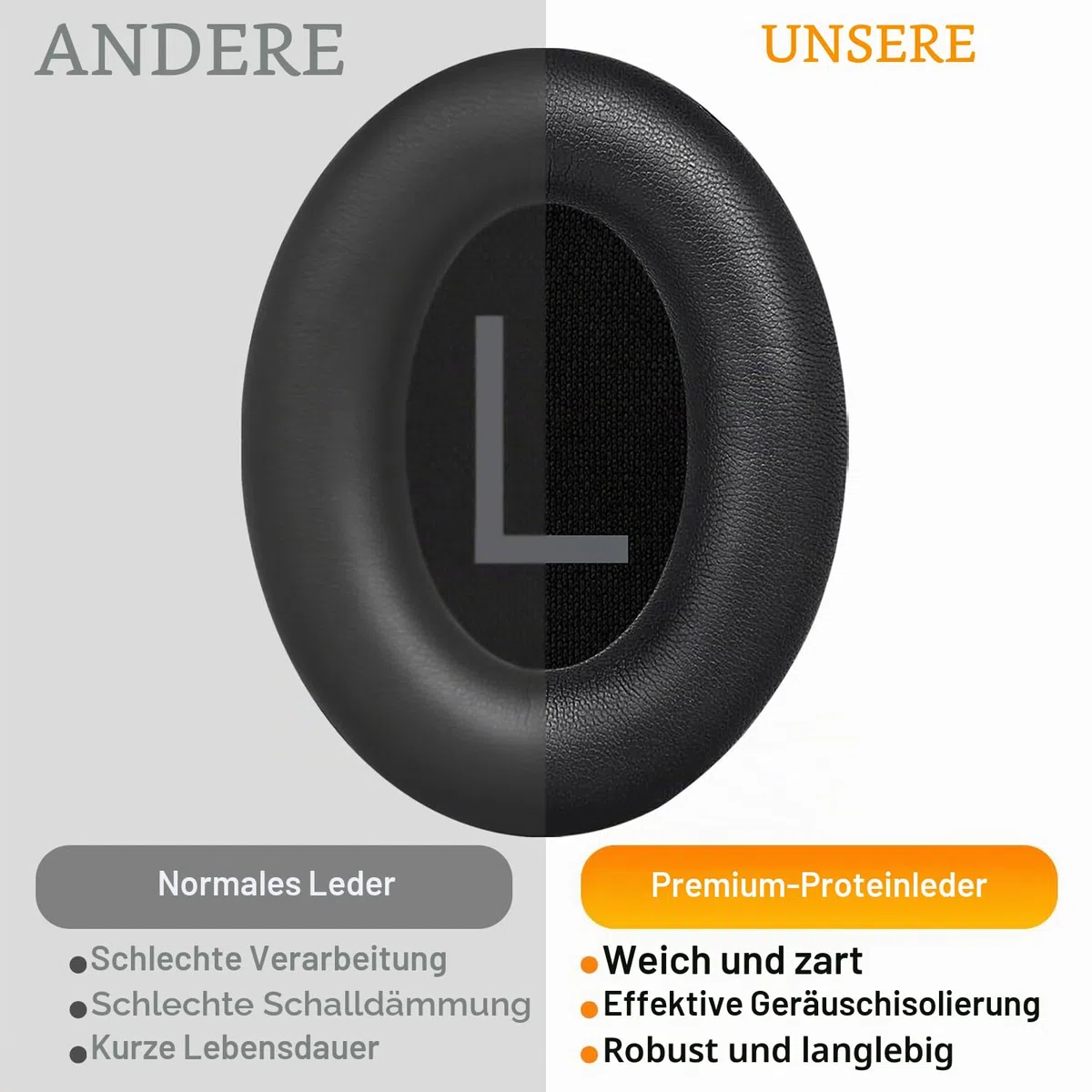 SOULWIT Ersatz Ohrpolster für Bose QuietComfort 45 (QC45)/QuietComfort SE (QC SE)/New Quiet Comfort Wireless Over-Ear Kopfhörern, Ersatzpolster mit weicherem Protein-Leder, Geräuschisolierendem Schaum