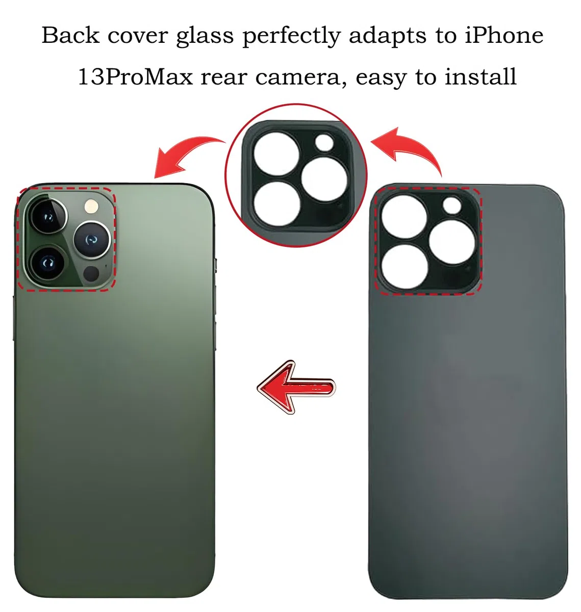 LiXiongBao Hinteres Glas Ersatz, Kompatibel mit iPhone 13 ProMax hintere Abdeckung, Hinteres Glas Ersatz für iPhone 13 ProMax hintere Abdeckung mit Reparatur-Kit, Grün